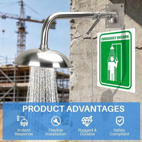 محطة دش الطوارئ مثبتة على الحائط، رأس غمر أفقي مع خيط NPT تدفق 75.7 لتر/دقيقة لورشة عمل مصنع المختبر in Kuwait