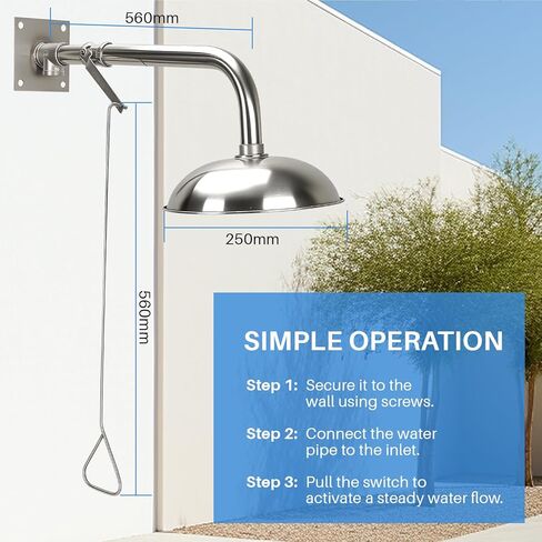 محطة دش الطوارئ مثبتة على الحائط، رأس غمر أفقي مع خيط NPT تدفق 75.7 لتر/دقيقة لورشة عمل مصنع المختبر in Kuwait