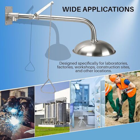 محطة دش الطوارئ مثبتة على الحائط، رأس غمر أفقي مع خيط NPT تدفق 75.7 لتر/دقيقة لورشة عمل مصنع المختبر in Kuwait