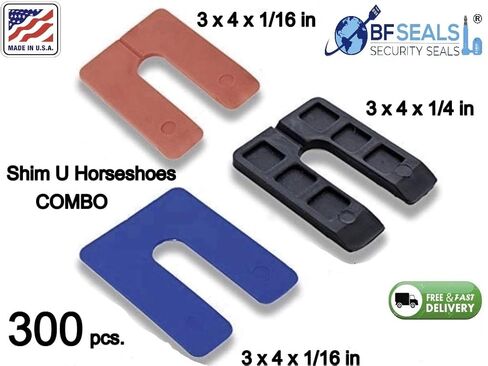 BFS Plastic U Shim Variety Pack – 3 x 4 (1/16 Blue, 1/8 Red, 1/4 Black) Combo # 10A, 100 Each, Pack of 300 pcs. Made in USA, Levelers for Windows. Quick & Free delivery in Kuwait