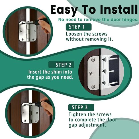 12 PCS Door Hinge Shims, 3.5 Inch Door Hinge Spacers Kit, Trimmable Hinges Shims PC Material for Door Repair & Alignment,0.05" Thickness in Saudi Arabia