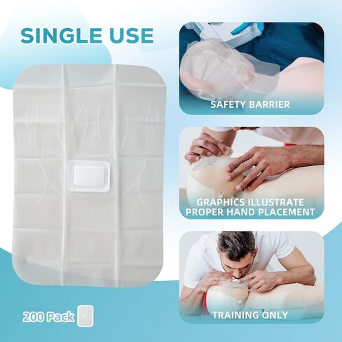 200 Pack CPR Training Shields -Individually Wrapped Protectors for Manikin Safety in Kuwait