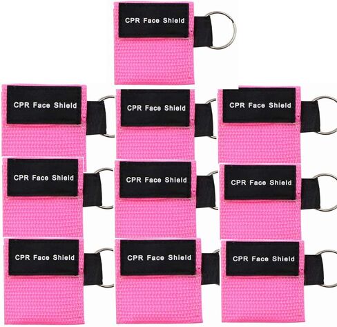 100pcs CPR Face Shield Mask Keychain Keyring Emergency Kit CPR Face Shields for First Aid or CPR Training (Red-100) in Kuwait