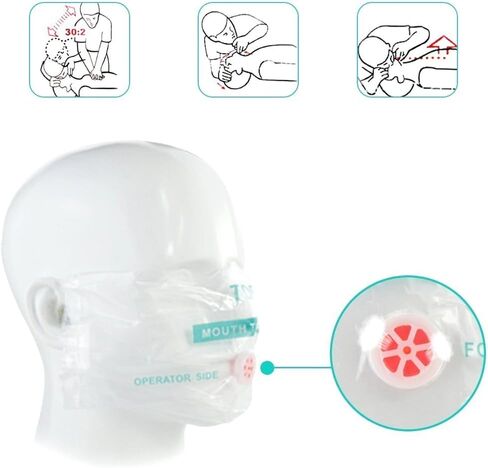 100pcs CPR Face Shield Mask Keychain Keyring Emergency Kit CPR Face Shields for First Aid or CPR Training (Red-100) in Saudi Arabia