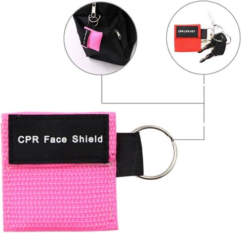 100pcs CPR Face Shield Mask Keychain Keyring Emergency Kit CPR Face Shields for First Aid or CPR Training (Red-100) in Saudi Arabia