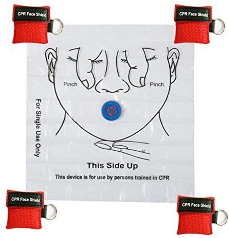 100pcs CPR Face Shield Mask Keychain Keyring Emergency Kit CPR Face Shields for First Aid or CPR Training (Red-100) in Saudi Arabia