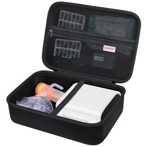 BOVKE Case for Smart Nebulizer for Breathing Problems, Desktop Inhaler Nebulizer for Adults and Kids, Digital Asthma Jet Nebulizer Machine Bag for Home Use, Space for Masks, Tubing, Mouthpiece, Black in Kuwait