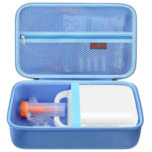 Elonbo Hard Case for Smart Digital Nebulizer Machine/Compression Nebulizer for Breathing Treatment, Portable Home Atomizer Travel Bag, Desktop Asthma Inhaler/Spacer Masks Storage Holder, Blue in Kuwait
