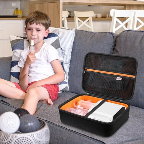 BOVKE Case for Smart Nebulizer for Breathing Problems, Desktop Inhaler Nebulizer for Adults and Kids, Digital Asthma Jet Nebulizer Machine Bag for Home Use, Space for Masks, Tubing, Mouthpiece, Black in Kuwait