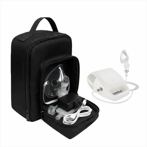Portable Device Carrying Case Travel Organizer, Multi-Purpose Storage Bag with Adjustable Divider, Water-Resistant 600D Fabric, Compatible with Nebulizer Accessories, 7" x 4" x 12" in Kuwait