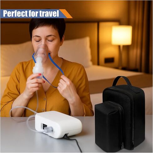 Portable Device Carrying Case Travel Organizer, Multi-Purpose Storage Bag with Adjustable Divider, Water-Resistant 600D Fabric, Compatible with Nebulizer Accessories, 7" x 4" x 12" in Kuwait