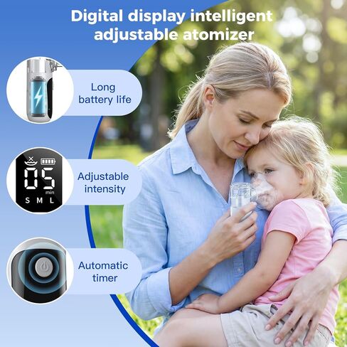 Humidifier for Adults and Kids, Portable Handheld Humidifier, with LED Display, Adjustable Modes, USB-C Rechargeable Mesh Humidifier, Silent Operation, Suitable for Home, Office and Travel in Kuwait