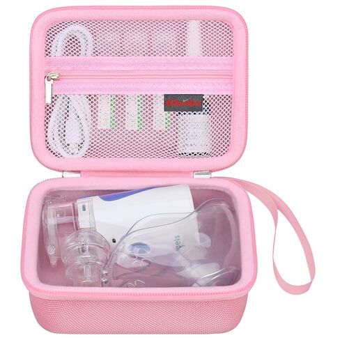 Elonbo Carrying Case Compatible with Portable Handheld Inhaler Nebulizer Machine for Adults and Kids, Asthma Inhaler/Handheld Mesh Atomizer Machine Hard Travel Bag, Pink in Kuwait