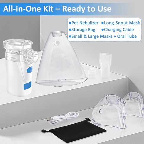 Nebulizer for Dogs Handheld Dog Nebulizer – Portable Pet Device with Dog Mask, USB Rechargeable, Quiet Operation in Kuwait