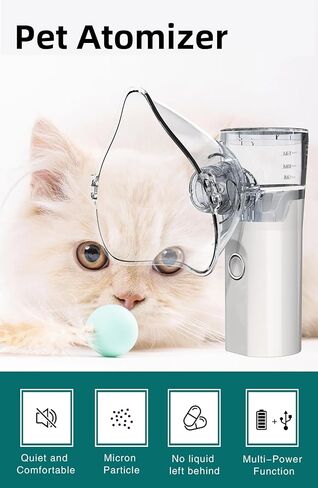Portable Pet Nebulizer for Cats & Dogs - Handheld Cool Mist Steam Inhaler for Breathing Problems - USB Rechargeable for Home, Travel & Car Use - Veterinary Respiratory Relief Device in Kuwait