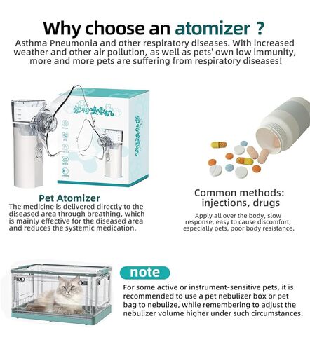 Portable Pet Nebulizer for Cats & Dogs - Handheld Cool Mist Steam Inhaler for Breathing Problems - USB Rechargeable for Home, Travel & Car Use - Veterinary Respiratory Relief Device in Kuwait