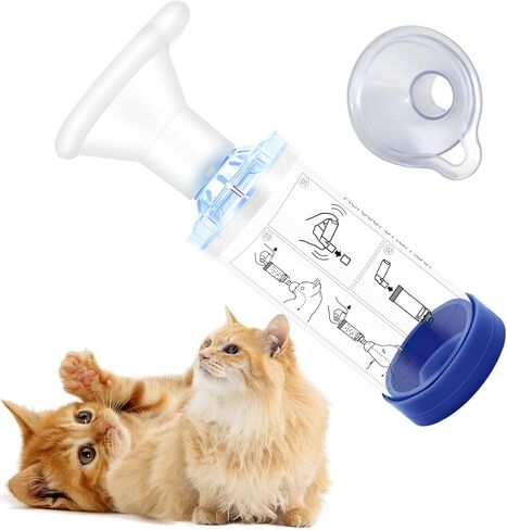 Cat Aerosol Chamber with 2 Masks - Pet Spacer Tool for Inhalant Care & Respiratory Support (Blue) in Kuwait