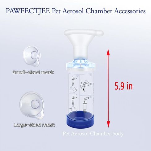 Cat Aerosol Chamber with 2 Masks - Pet Spacer Tool for Inhalant Care & Respiratory Support (Blue) in Kuwait