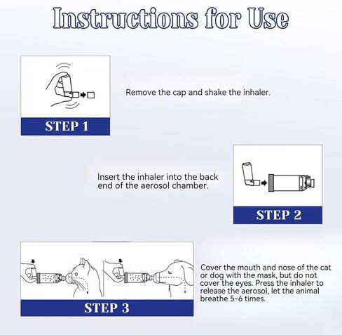 Cat Aerosol Chamber with 2 Masks - Pet Spacer Tool for Inhalant Care & Respiratory Support (Blue) in Kuwait