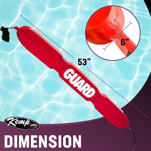 Kemp USA 53" Lifeguard Rescue Tube, Ergonomic Design with Unique Cutaway, Life Guard Equipment for Pool, Lake, Beach & Waterpark Safety in Kuwait