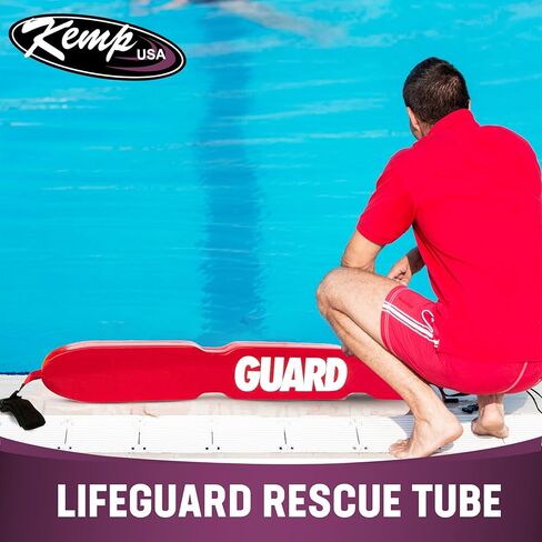 Kemp USA 53" Lifeguard Rescue Tube, Ergonomic Design with Unique Cutaway, Life Guard Equipment for Pool, Lake, Beach & Waterpark Safety in Kuwait