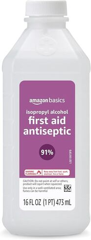 Amazon Basics مطهر للإسعافات الأولية بكحول الأيزوبروبيل بنسبة 91%، غير معطر، 16 أونصة سائلة، عبوة واحدة in Kuwait