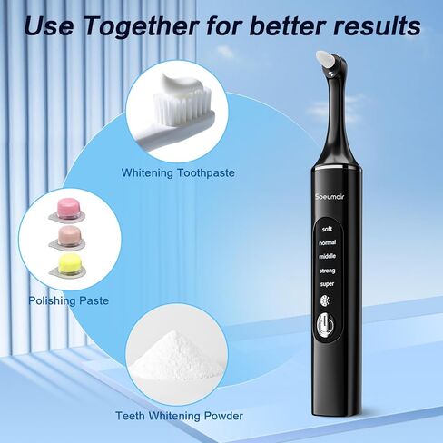 Tooth Polisher,Rechargeable Tooth Whitening Kit for Teeth Cleaning and Whitening, with 8 Brush Heads, LED Light, 5 Speed Modes Dental Polisher Personal Dental Care Kit for Home Use and Travel in Kuwait