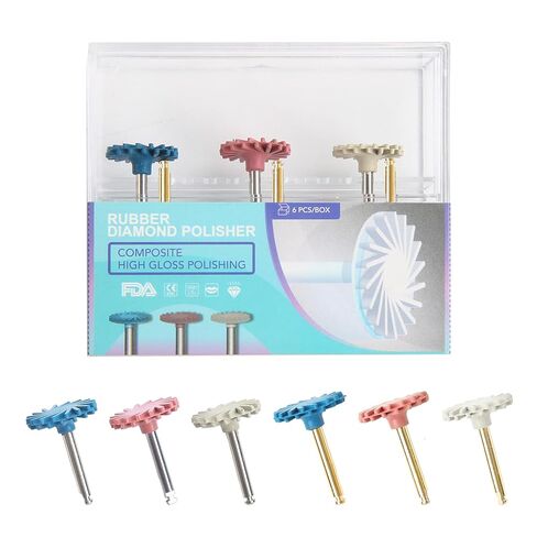 Dental Rubber Polisher Composite Resin Polishing Disc Flex Silicone Diamond 3-Step System RA Disc 14mm Kit Dentist Tools in Kuwait