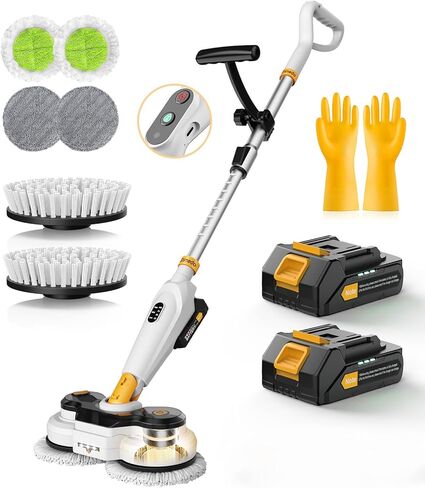 qimedo Battery Electric Mop M3, 800RPM Cordless Electric Power Scrubber & Mops for Floor Cleaning, Best Automatic Spin Mops with Smart Display,Rotating Mop with LED Light & Water Spray in Kuwait