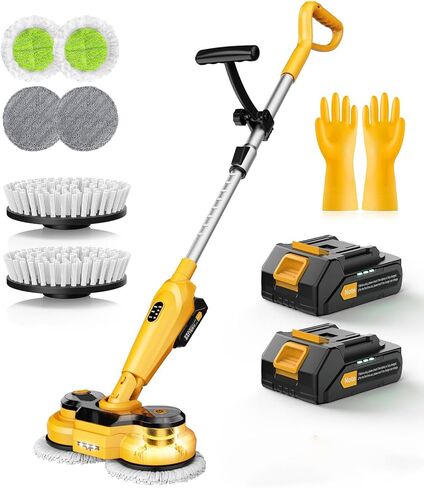 qimedo 6000mAh Battery Cordless Electric Mop M3 Pro, 800RPM Electric Power Scrubber & Mops for Floor Cleaning, Automatic Spin Mops with Smart Display,Rotating Mop with LED Light & Water Spray in Kuwait