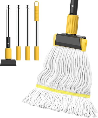 Heavy Duty String Wet Mop for Floor Cleaning, Commercial Industrial Cotton Mops with Stainless Steel Long Handle for Home, Kitchen, Bathroom, Garage in Saudi Arabia