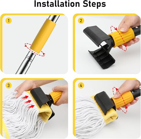 Heavy Duty String Wet Mop for Floor Cleaning, Commercial Industrial Cotton Mops with Stainless Steel Long Handle for Home, Kitchen, Bathroom, Garage in Saudi Arabia
