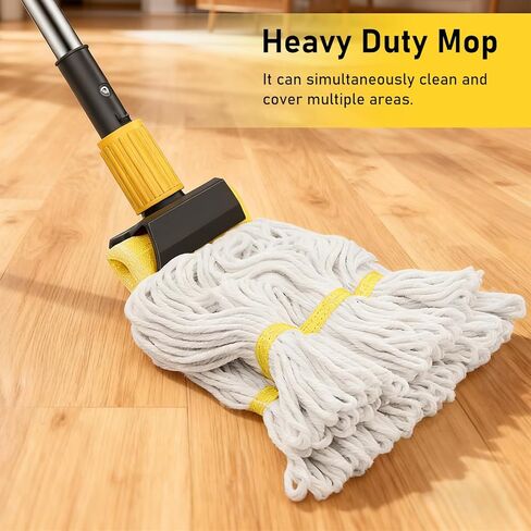 Heavy Duty String Wet Mop for Floor Cleaning, Commercial Industrial Cotton Mops with Stainless Steel Long Handle for Home, Kitchen, Bathroom, Garage in Saudi Arabia