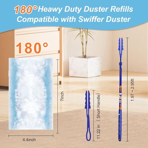 50 Count Duster Refills Kit for Swiffe Duster, One-Sided Electrostatic Duster with 2 Handles, Heavy Duty Dusters Refills Replacement for Cleaning Home, Blinds, Fans, Corners in Saudi Arabia