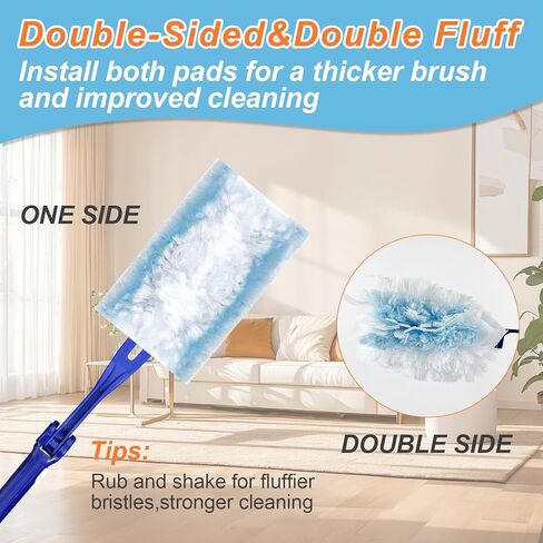 50 Count Duster Refills Kit for Swiffe Duster, One-Sided Electrostatic Duster with 2 Handles, Heavy Duty Dusters Refills Replacement for Cleaning Home, Blinds, Fans, Corners in Saudi Arabia