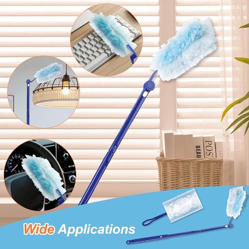 50 Count Duster Refills Kit for Swiffe Duster, One-Sided Electrostatic Duster with 2 Handles, Heavy Duty Dusters Refills Replacement for Cleaning Home, Blinds, Fans, Corners in Saudi Arabia