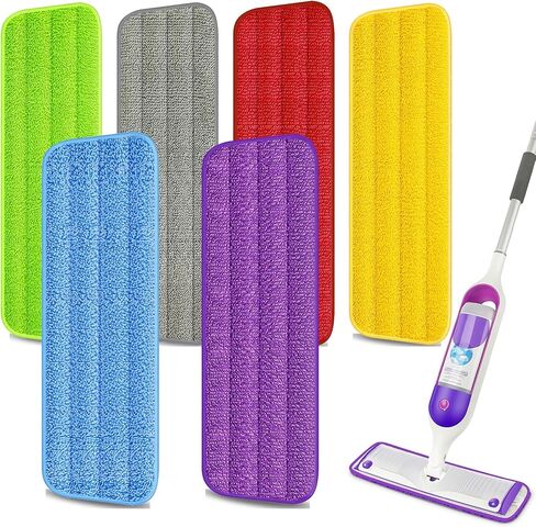 EXEGO 6 Count Reusable Microfiber Mop Pads for Swiffer PowerMop - Power Mop Pads Refills for 13 ''-15 '' Spray Mop, Hard Wood Floor Mop Pads Refills Machine Washable for Multi-Surface Floor Cleaning in Kuwait