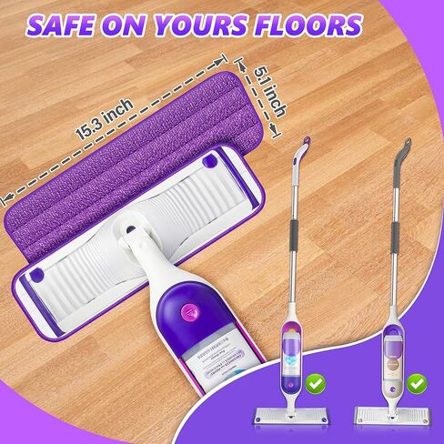 EXEGO 6 Count Reusable Microfiber Mop Pads for Swiffer PowerMop - Power Mop Pads Refills for 13 ''-15 '' Spray Mop, Hard Wood Floor Mop Pads Refills Machine Washable for Multi-Surface Floor Cleaning in Kuwait