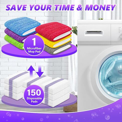 EXEGO 6 Count Reusable Microfiber Mop Pads for Swiffer PowerMop - Power Mop Pads Refills for 13 ''-15 '' Spray Mop, Hard Wood Floor Mop Pads Refills Machine Washable for Multi-Surface Floor Cleaning in Kuwait