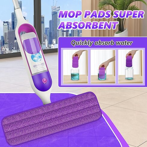 EXEGO 6 Count Reusable Microfiber Mop Pads for Swiffer PowerMop - Power Mop Pads Refills for 13 ''-15 '' Spray Mop, Hard Wood Floor Mop Pads Refills Machine Washable for Multi-Surface Floor Cleaning in Kuwait