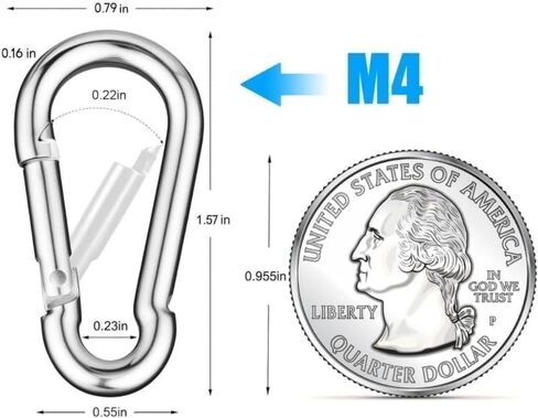 30 حزمة M4 حلقات تسلق صغيرة، 1.57 بوصة خطافات إطباقية محملة بنابض للتخييم في الهواء الطلق على ظهره سلسلة المفاتيح in Kuwait