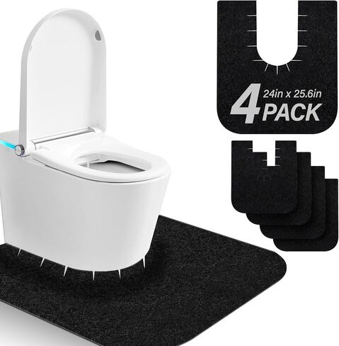 4 Pack Toilet Mats,Upgrade Toilet Floor Protector from Urine,Toilet Rugs U Shaped Washable,Toilet Mats for Bathroom,Around Toilet Floor Protector,Potty Training Mats for Bathroom in Kuwait