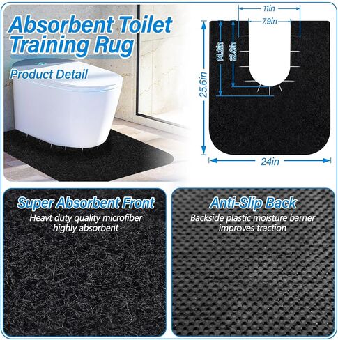 4 Pack Toilet Mats,Upgrade Toilet Floor Protector from Urine,Toilet Rugs U Shaped Washable,Toilet Mats for Bathroom,Around Toilet Floor Protector,Potty Training Mats for Bathroom in Kuwait