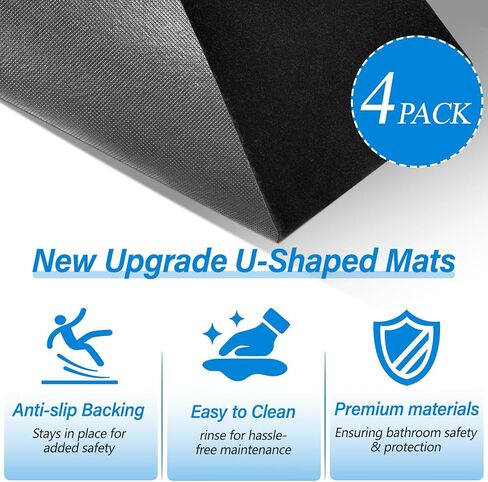 4 Pack Toilet Mats,Upgrade Toilet Floor Protector from Urine,Toilet Rugs U Shaped Washable,Toilet Mats for Bathroom,Around Toilet Floor Protector,Potty Training Mats for Bathroom in Kuwait