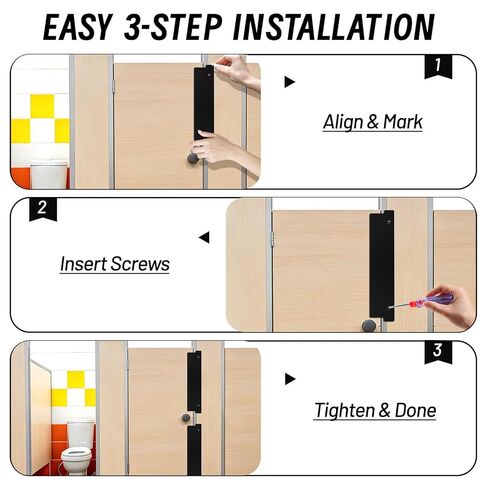 4 Pcs Bathroom Stall Privacy Strip, 17.3" X 3.8" Restroom Privacy Gap Cover, Black Restroom Partitions, Stall Gap Filler for Public Bathroom in Kuwait