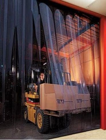 Strip Door Curtain Kit - 48 in.(4 ft) Width X 84 in.(7 ft) Height - Clear Smooth 8" Wide x .08 in. Thick PVC Strip 50% Overlap - Complete Plastic Strip Door Kit - Universal Hanger in Kuwait