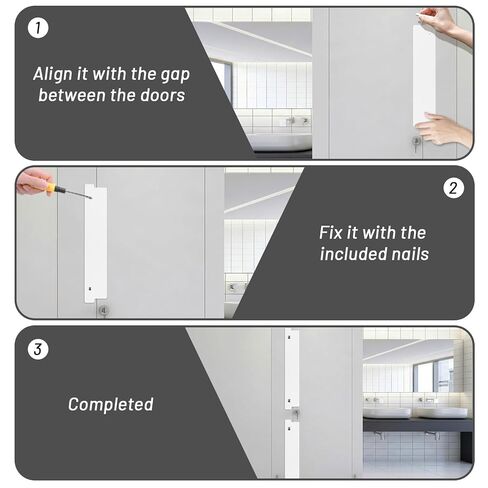 U0U 4 Pcs Bathroom Stall Privacy Strip,17.3’’ X 3.8’’ Privacy Strip for Bathroom Stall Door Gap,White Restroom Partitions for Block the Gap of the Public Bathroom Door (4, White, 17.3’’ X 3.8’’) in Kuwait