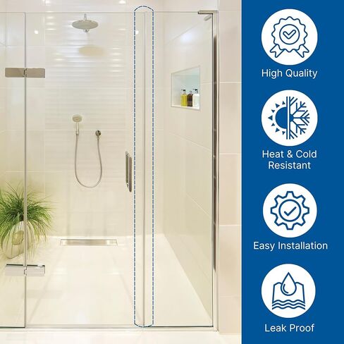 KC Hardware Magnetic Shower Door Seal for 5/16" Glass Shower Doors- 180 Deg Outswing Shower Door Side Seal - 95" Length- Set of 2 in Saudi Arabia