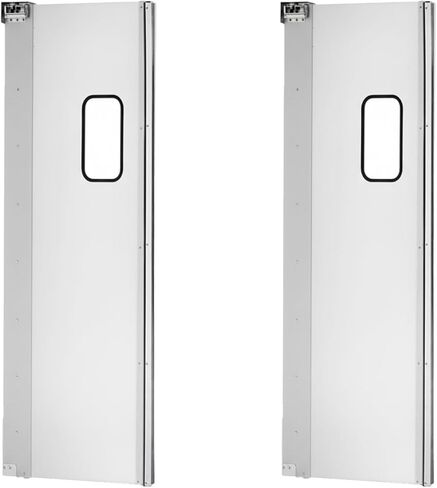 2 Pack 36" x 84" Single Swinging Traffic Doors with 9" x 14" Windows - Commercial Aluminum Restaurant Kitchen Impact Service Doors for Warehouse, Supermarket & Food Service in Kuwait