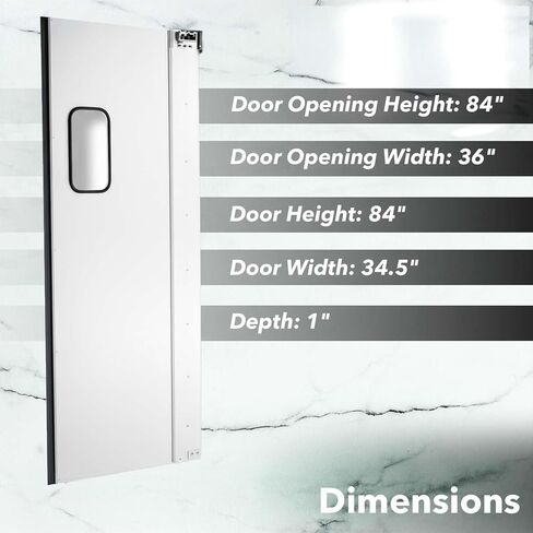 2 Pack 36" x 84" Single Swinging Traffic Doors with 9" x 14" Windows - Commercial Aluminum Restaurant Kitchen Impact Service Doors for Warehouse, Supermarket & Food Service in Kuwait